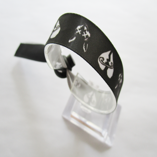 satin wristband with reusable use plastic spring accessory