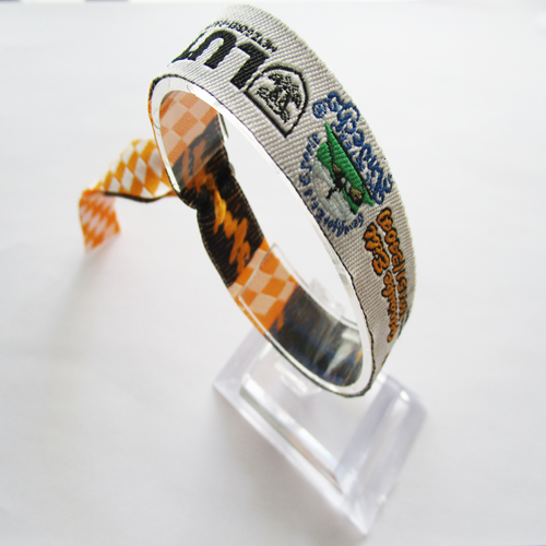 woven wristband with one time use aluminium closure