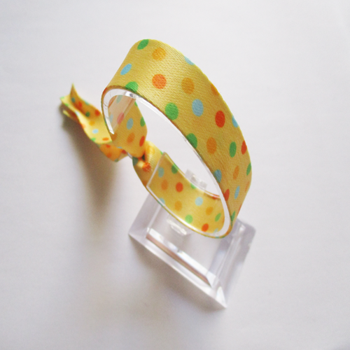 polyester wristband with reusable metal bead