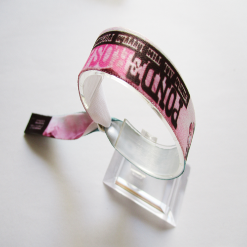 polyester wristband with reusable metal bead
