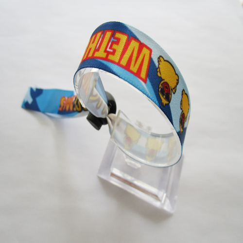 satin wristband with reusable use plastic spring accessory